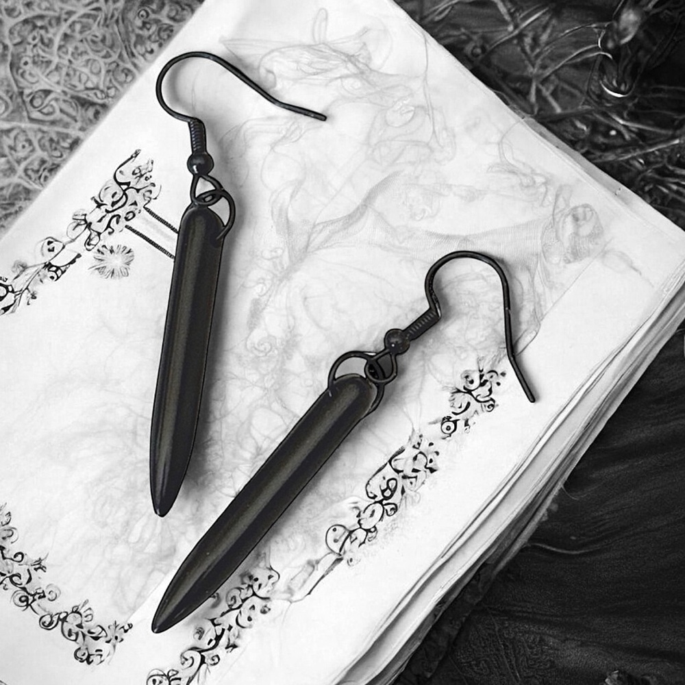 5 For $25💫Long Alternative Black Spikes Dangles Earrings